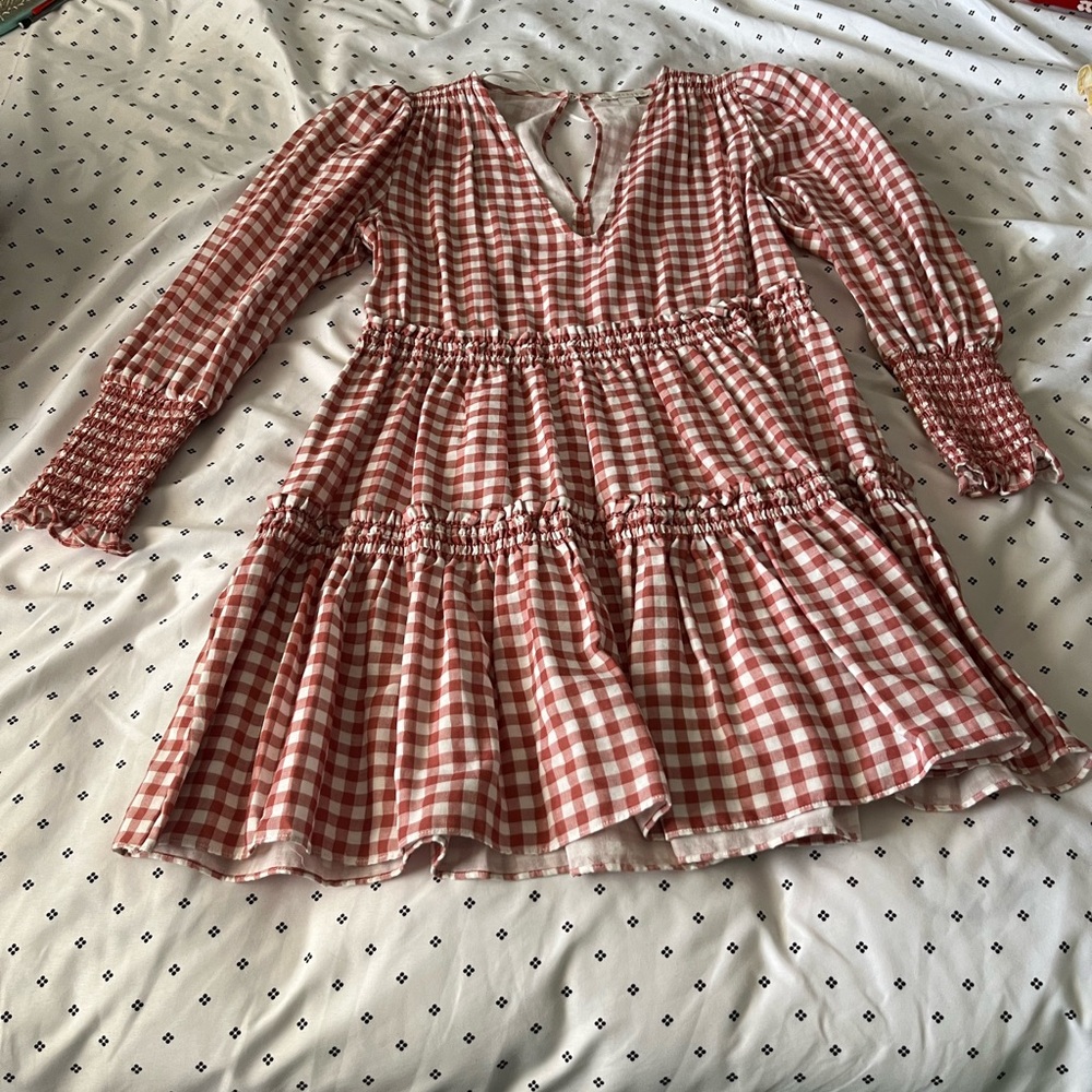 Chelsea and Violet long sleeve gingham maxi dress